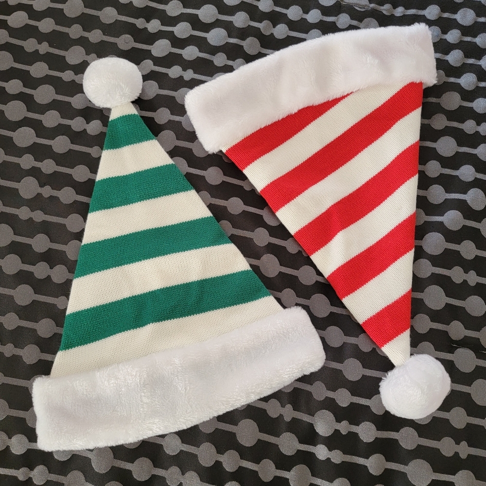 Set of 2 Striped Santa Hats